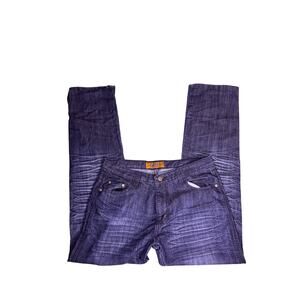 Vtg Y2K Silver Blue Jeans Men 36x32 Faded Denim Embroidered Streetwear Skater